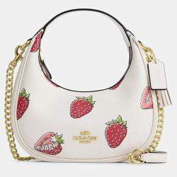 Pre Owned Coach Carmen coated canvas Strawberry Print Gold Chalk Multi Handbag