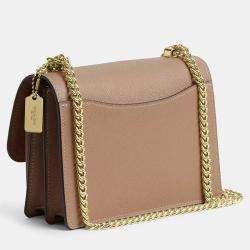 Pre Owned Coach Mini Klare crossgrain leather Gold Taupe Handbag