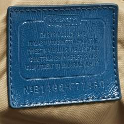 Pre Owned Coach Teal Blue Signature Nylon and Patent Leather Messenger Bag