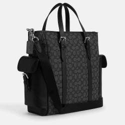 Pre Owned Coach Sprint Black signature jacquard Canvas Tote Bag