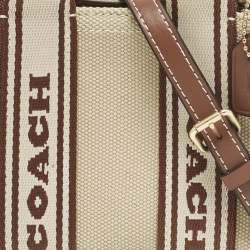 Pre Owned Coach Brown/Beige Canvas and Leather Mini Smith Tote