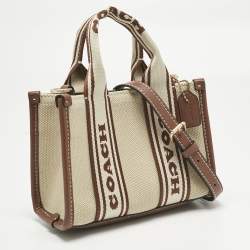 Pre Owned Coach Brown/Beige Canvas and Leather Mini Smith Tote
