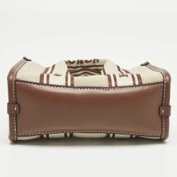 Pre Owned Coach Brown/Beige Canvas and Leather Mini Smith Tote