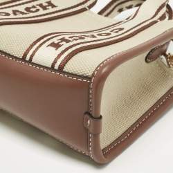 Pre Owned Coach Brown/Beige Canvas and Leather Mini Smith Tote