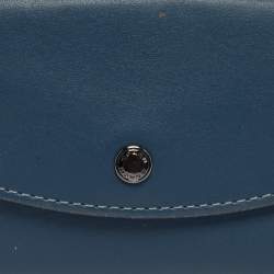 Pre Owned Coach Blue Leather Edgestain Card Case Pouch