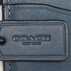 Pre Owned Coach Blue Leather Edgestain Card Case Pouch