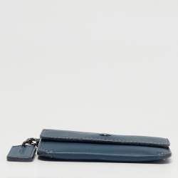 Pre Owned Coach Blue Leather Edgestain Card Case Pouch