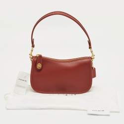 Pre Owned Coach Brick Brown Leather Swinger 20 Clutch Bag