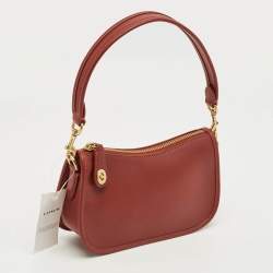 Pre Owned Coach Brick Brown Leather Swinger 20 Clutch Bag