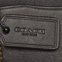 Pre Owned Coach Dark Brown Leather Flap Wristlet Card Case