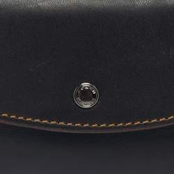 Pre Owned Coach Dark Brown Leather Flap Wristlet Card Case