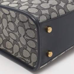 Pre Owned Coach Navy Blue Signature Canvas and Leather Field 22 Tote