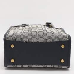Pre Owned Coach Navy Blue Signature Canvas and Leather Field 22 Tote