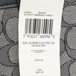 Pre Owned Coach Navy Blue Signature Canvas and Leather Field 22 Tote