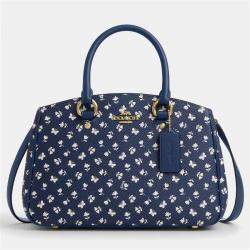 مملوكة مسبقًا Coach Savannah Small Floral Print Blue Leather Carryall Bag