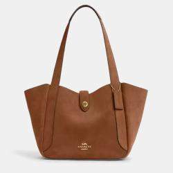 مملوكة مسبقًا Coach Hadley Turnlock Tan Suede Tote Bag
