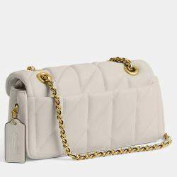 مملوكة مسبقًا حقيبة كتف جلد أبيض مبطن كوتش تاببي 20