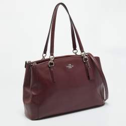 مملوكة مسبقًا حقيبة كوتش كريستي كاريال كبيرة جلد بورجوندي