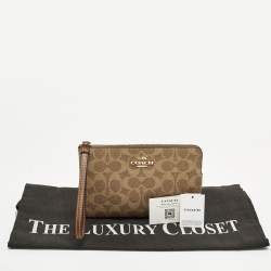 Pre Owned حقيبة يد بمعصم كوتش قماش beige مغطى بتوقيع الزوايا