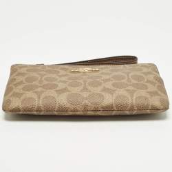 Pre Owned حقيبة يد بمعصم كوتش قماش beige مغطى بتوقيع الزوايا