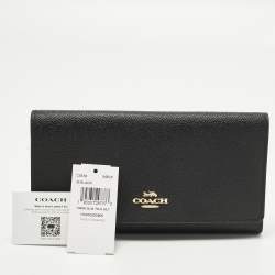 مملوكة مسبقًا Coach Black Leather Slim Trifold Wallet
