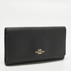 مملوكة مسبقًا Coach Black Leather Slim Trifold Wallet
