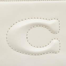 Pre Owned Coach Corner Zip Off White Leather Wristlet Pouch
