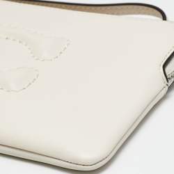 Pre Owned Coach Corner Zip Off White Leather Wristlet Pouch