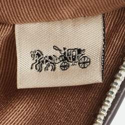 Pre Owned Coach Corner Zip Off White Leather Wristlet Pouch