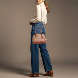 Pre Owned Coach Sabrina Brown/Beige Signature Coated Canvas and Leather Satchel