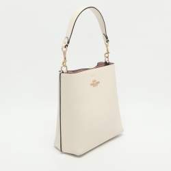 Pre Owned حقيبة دلو جلد أبيض كوتش مولي