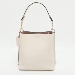 Pre Owned حقيبة دلو جلد أبيض كوتش مولي