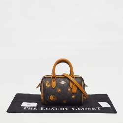 مملوكة مسبقًا حقيبة كوتش روان بوسطن جلد وكانفاس مقوى مميز بني/ أحمر