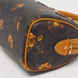 مملوكة مسبقًا حقيبة كوتش روان بوسطن جلد وكانفاس مقوى مميز بني/ أحمر