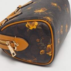 مملوكة مسبقًا حقيبة كوتش روان بوسطن جلد وكانفاس مقوى مميز بني/ أحمر