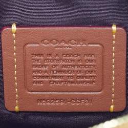 مملوكة مسبقًا حقيبة كوتش روان بوسطن جلد وكانفاس مقوى مميز بني/ أحمر