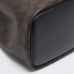 Pre Owned حقيبة ساتشل كوتش قماش مطلي وجلد شهي فر بني/أسود