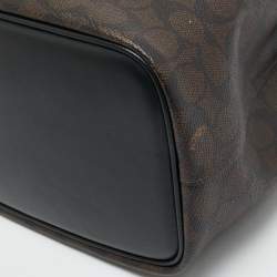 Pre Owned حقيبة ساتشل كوتش قماش مطلي وجلد شهي فر بني/أسود