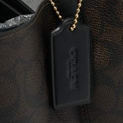 Pre Owned حقيبة ساتشل كوتش قماش مطلي وجلد شهي فر بني/أسود