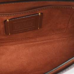 Pre Owned حقيبة كتف كوتش ستوديو جلد لامع أرجواني غامق