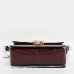 Pre Owned حقيبة كتف كوتش ستوديو جلد لامع أرجواني غامق