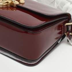 Pre Owned حقيبة كتف كوتش ستوديو جلد لامع أرجواني غامق