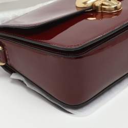 Pre Owned حقيبة كتف كوتش ستوديو جلد لامع أرجواني غامق