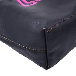 Pre Owned Coach Black Leather Keith Haring Love Shopper Tote