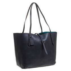 Pre Owned Coach Dark Grey Pebbled Leather Market Tote