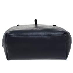 Pre Owned Coach Dark Grey Pebbled Leather Market Tote