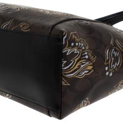 Coach Brown Signature Printed Coated Canvas Ava Top-Zip Tote