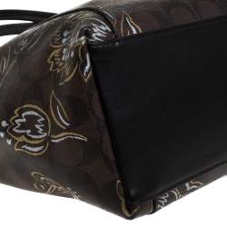 Coach Brown Signature Printed Coated Canvas Ava Top-Zip Tote