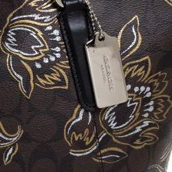 Coach Brown Signature Printed Coated Canvas Ava Top-Zip Tote