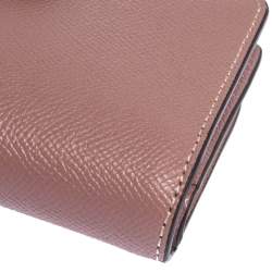 Pre Owned Coach Pink Textured Leather Compact Wallet